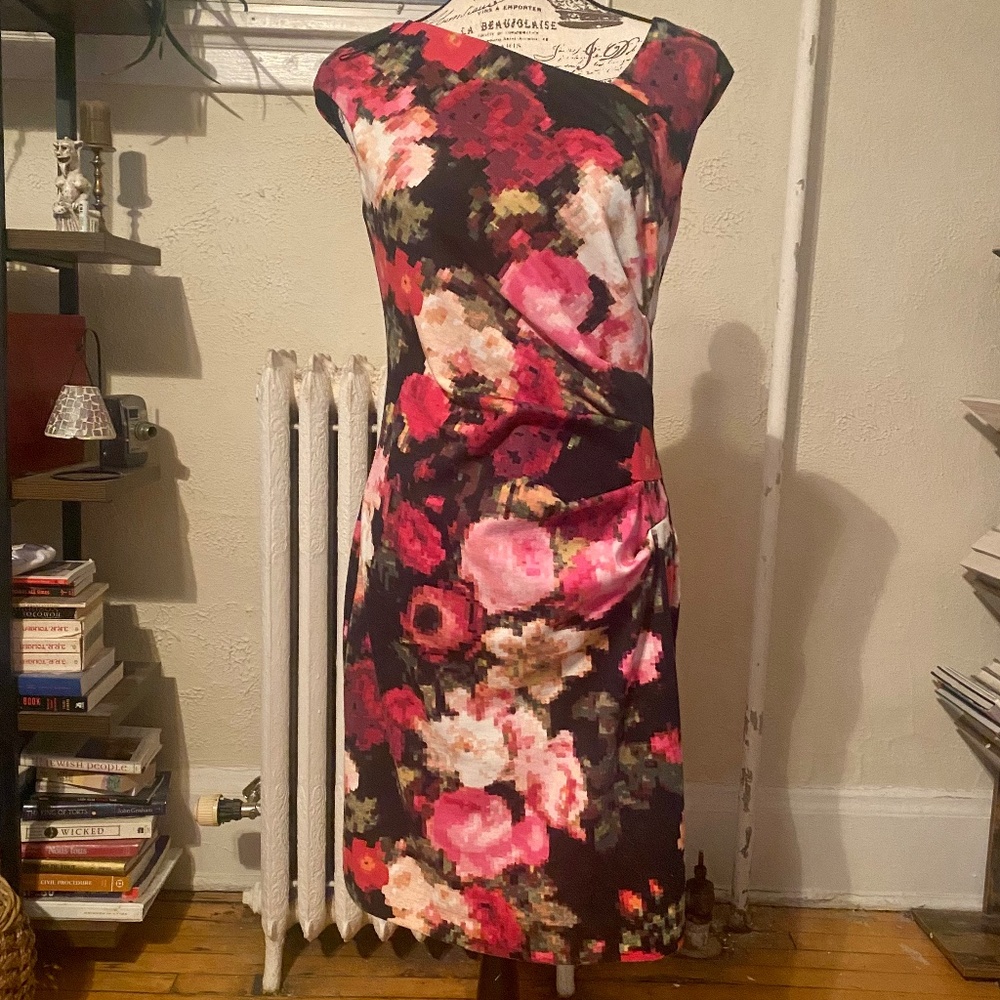 Vintage Asymmetrical London Times Floral Dress